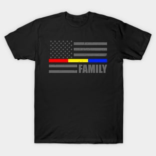 911 Dispatcher Flag - Thin Blue Line - Thin Red Line - Thin Gold Line T-Shirt